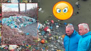 Планина от пластмаса запушва река край Кюстендил (видео)