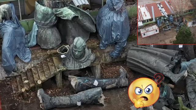 Фигурите от Паметника на Съветската армия се "съхраняват" захвърлени под дъжда (видео)