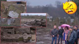 Община изрина гробищен парк и изпочупи паметници в Плевенско, твърди че разчиствала (видео)
