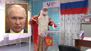 Дядо Мраз гласува на президентските избори в Русия (видео)