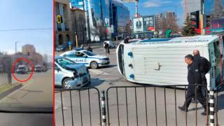 Видео показва момента, в който автомобил блъсна линейка в София (видео)