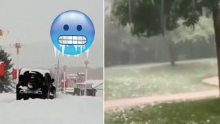 Силна градушка и снежна буря удариха Китай (видео)