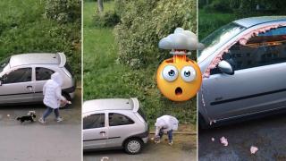 Жена изолира автомобила на съсед с монтажна пяна (видео)