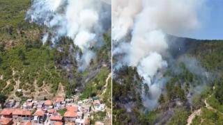 Пожар гори на метри от къщи в Сливен (видео)