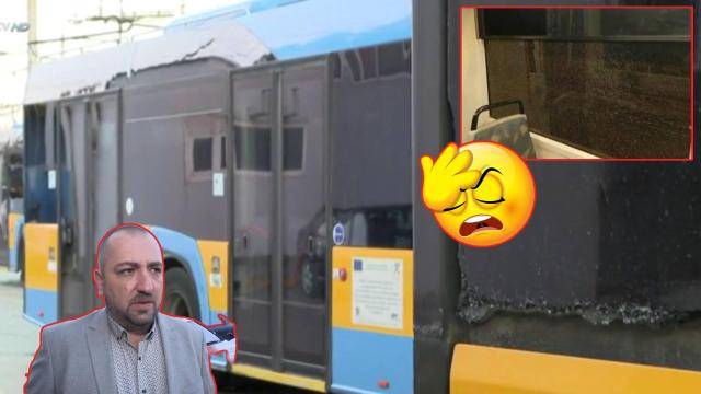 Вандалът, потрошил стъклото на тролей в София, се оказа шофьорът (видео)