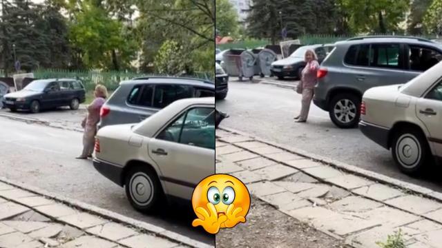 С цената на всичко: Жена пази паркомясто в "Люлин", въпреки че шофьор я "подбутва" с колата си (видео)