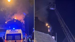 Пожар в центъра на София, жена е скочила от втория етаж в опит да се спаси (видео)