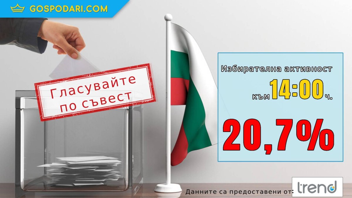 Малко над 1/5 от хората са гласували към 14:00 часа