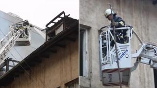 Евакуираха жилищна кооперация в Благоевград заради пламнал покрив (видео)
