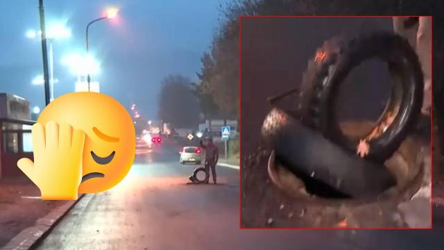 "Наградиха" шофьор с глоба, след като автомобилът му пропадна в шахта (видео)