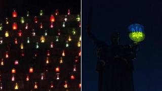 Жители на Киев отбелязаха 1000 дни от нахлуването на Русия с 1000 свещи (видео)