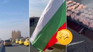 Таксиметрови шофьори си опекоха 500 кг кюфтета и вдигнаха блокадата на "Тракия" (видео)