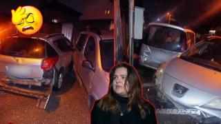 Шофьорка отнесе паркирани коли, стълб и каравана в София и след това избяга (видео)