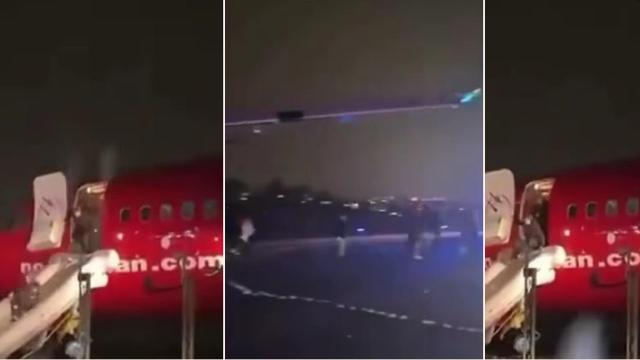 Самолет спря на метри от морето в Норвегия, след като излезе от пистата (видео)