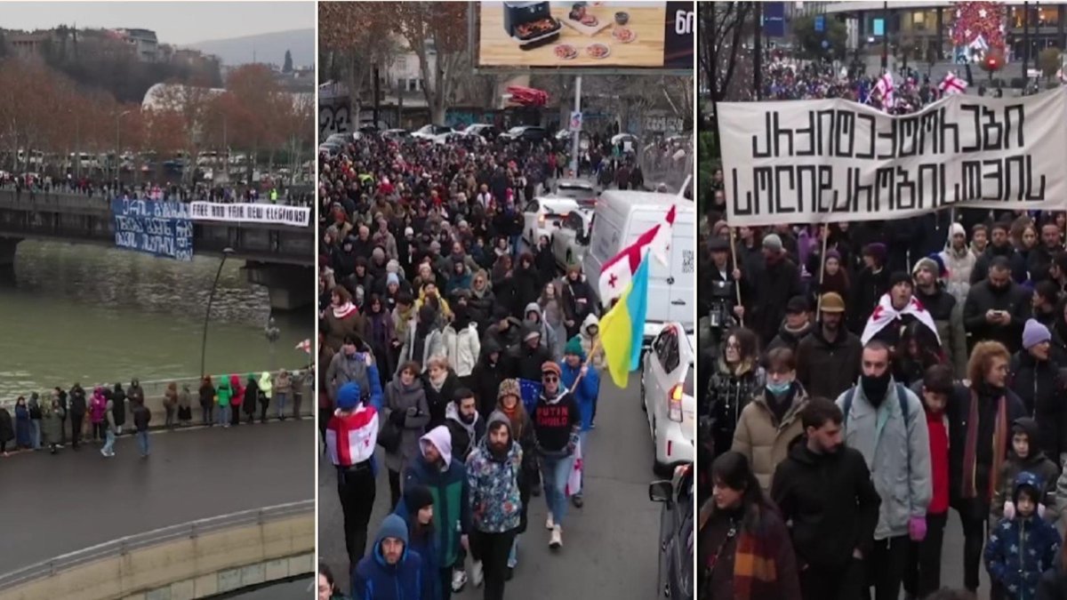 Хиляди протестираха за европейското бъдеще на Грузия, а спорният нов президент положи клетва