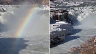 Водопад в Китай замръзна и създаде уникални форми (видео)