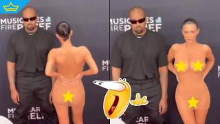 Съпругата на Кание Уест се появи гола на наградите "Грами" (видео)