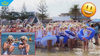 Стотици "двойници" на Мерилин Монро участваха в ежегодно благотворително плуване в Австралия (видео)