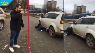 Внимание! Мъж скача умишлено пред коли на оживен столичен булевард (видео)