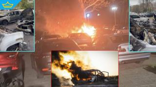 Изпепелиха осем автомобила в Козлодуй, арестуваният отрича да има общо (видео)