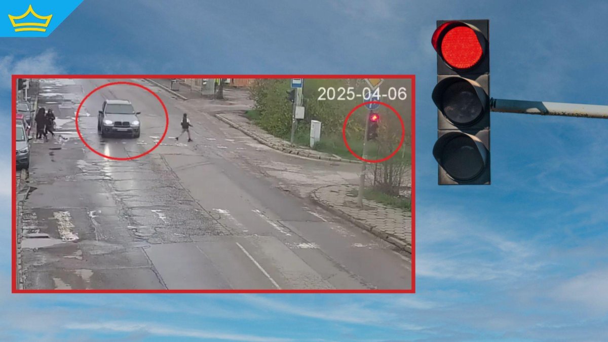 Джип едва не помете пешеходци, след като мина на червен светофар (снимки)