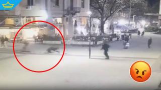 Младеж на тротинетка помете полицай на пешеходна зона в Плевен (видео)
