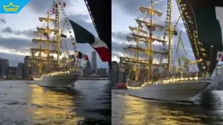 Появиха се кадри от момента, в който мексикански военен кораб се блъска в Бруклинския мост (видео)