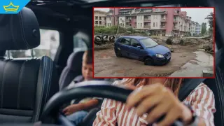 Кола на майка с дете пропадна в дупка в столичен квартал (видео)