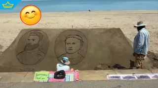 За поредна година чужденци изрисуваха образите на Ботев и Левски на плажа в Бургас (видео)