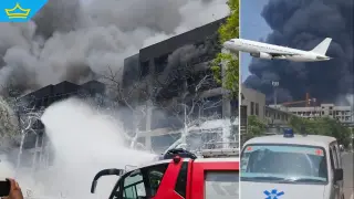 Видео показва как самолет в Индия с близо 250 души на борда се разби в жилищен район (видео)