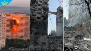 Кадри показват поредната атака над жилищни райони в Киев (видео)