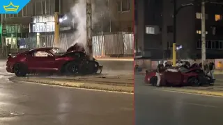 Мощна кола е катастрофирала тази нощ в София - участниците са избягали (видео)