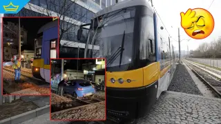 Софийски абсурди: Трамвай тегли кола, закъсала върху релсите (видео)