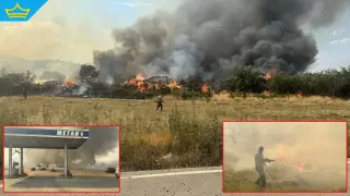 Голям пожар бушува близо до Сандански (видео)