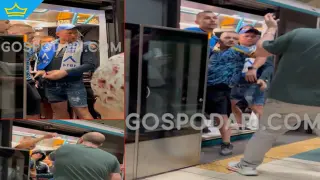 Футболни хулигани нападнаха мъж в метрото - направил им забележка (видео)