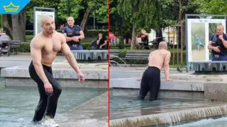Пияни мъже се къпят в градски фонтан в Русе - глобите не ги притесняват (видео)