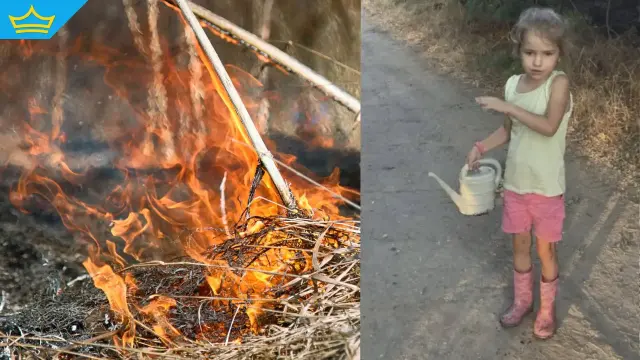 5-годишно момиченце гаси пожар с родителите си в ямболско село