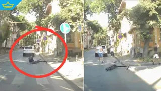 Невнимателно момче с тротинетка едва не бе прегазено, след като навлезе в кръстовище (видео)