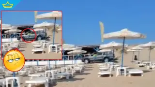 Джип се движи по плажа в Поморие и то с дете от външната страна на автомобила (видео)