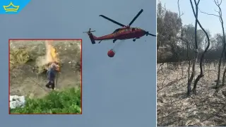Заснеха мъж да пали огън в района на село Плоски, което едва се спаси от стихията (видео)