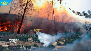Пожар гори край Атина, съобщава се за обхванати от пламъци къщи и евакуирани хора