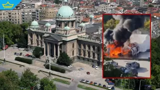 Пожар избухна в палатковия лагер пред сръбския парламент, след като мъж произведе изстрел (видео)