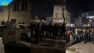 Ескалация на напрежението пред централата на ДПС-НН: маскирани провокатори хвърлят бомбички (видео)