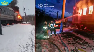 Руски дрон удари пътнически влак край Харков (видео)