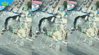 Гигантска дупка се отвори на оживено шосе в Шанхай (видео)