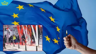 Съдът призна за виновен мъжа, горил знамето на ЕС по време на протест миналата година