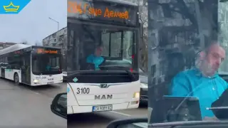 Шофьор по линия 204 в София задряма на кръстовище (видео)