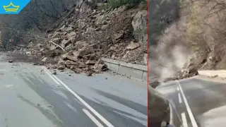 Заснеха как земна маса се свлича на пътя Варвара – Велинград (видео)