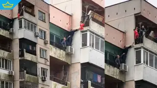 Спасиха малко дете, увиснало от тераса на осмия етаж в Ямбол (видео)