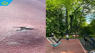 Баскетболен кош на ново игрище в София падна на метри от десетки деца (видео)